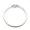 Biała skórzana bransoletka do Pandora 925 Srebrna srebrna impreza projektant biżuterii