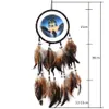 Vintage Handmade Dreamcatcher Oil Painting Totem Wolf Dream Catcher with Feather Wind Chime Car Wall Hanging Home Decor Ornament