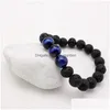 Perline Trendy 10Mm Bracciali in pietra lavica nera Chakra Healing Nce Yoga Bracciale perline per donna Stretch Tiger Eye Charms Jewe Dhgarden Dhzb4