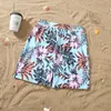 Family Matching Outfits Summer Look Swimwear Solid Top And Floral Print Shorts Swimsuits Arrival For Holiday 230518