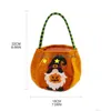 Geschenkwikkel Halloween Gold Veet Bag met handvat Witch Gnome Pumpkin Tote -tassen voor kinderen Kids Trick or Treat PortableGift Wrapgift D DH9TR