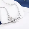 Pendant Necklaces 2023 Fashion Infinity Crystal Necklace Silver Color Zircon Lucky Number Eight Geometric Choker Jewelry