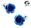 Igame Factory Price Retail Classic Men Gifts Cuff Links Copper Material Blue Rose Flower Flower Bufflinks Frete grátis