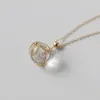 Pendant Necklaces Stainless Steel Crystal Ball Necklace Trendy Glass Fireworks Collar High Quality 18K Gold Plating Jewelry Gift