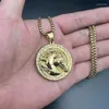 Pendant Necklaces Hip Hop Horse Head Round Gold Color Pendants For Women Men 316L Stainless Steel Jewelry