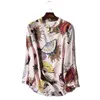 Blouses -shirts voor dames 100 natuurlijke zijden vintage stippen print lange mouw echte zijden vlinderdas blouse tops voor vrouwen kantoorkleding werk 230517