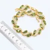 Ensembles de bijoux de mariage de luxe vert péridot plaqué or ensembles de bijoux pour femmes boucles d'oreilles collier pendentif anneau bracelet cadeau d'anniversaire de noël 230518