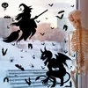 Nuovo adesivo per finestra di Halloween Rimovibile Pipistrello Fantasma Zucca Decalcomania da muro Decorazione per feste di Halloween Oggetti di scena horror per la casa stregata