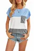 Sky Blue ColorBlock Pocketed Cap Sleeve Top 2023 Hot New 06ew#