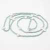 Choker guaiguai biżuteria biały motyl Keshi Pearl Blue Crystal długi naszyjnik łańcuch sweter ręcznie robiony dla kobiet