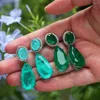 Studörhängen Eyika Luxury Silver Color Paraiba Tourmaline Green Fusion Stone Big Pear Shape Drop For Women Party Fine Jewelry Giifts