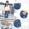 Röcke Fashion Casual High Taille Jeans Rock Blue Light Wäsche Frauen verzweifelt Mini A-Line Hole Button Kurzer Tropfen