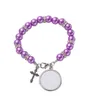 4 colors Sublimation bracelet Heat Transfer Blank Pendant Rosary bead Cross Jesus Metal Pendants wholesale