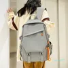 Backpack Preppy Style Black for Men and Women 2023 Moda Nylon Impermeável Design Multi-Pocket Teenagers Saco de ombro