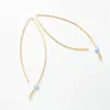 Boucles d'oreilles pendantes fil d'arc rempli d'or véritable à travers des bijoux Vintage faits à la main en opale minimaliste Brincos Boho pour les femmes