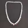 Chokers QMHJE Cristal Rose Pierre Coeur Amour Collier Ras Du Cou Femmes Mariage Fiançailles Or Argent Couleur Tennis Infinity Luxe Jewlery 230518