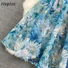 Basis Casual jurken Neplooe Court Style Oil Painting Jacquard Robes Summer Retro Vestidos Ronde nek Mouwloze slanke taille Middenlengte jurk 230518