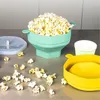 Kommen popcorn siliconen kom met deksel magnetron emmer container warmtebestendig voor huishoudelijke keuken