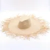 Chapeaux à large bord seau fait à la main femmes paille soleil grands Gilrs haute qualité raphia naturel Panama casquettes de plage pour les vacances 230517