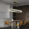 Lampy wiszące nowoczesne kryształowy żyrandol do salonu LED Złoty pierścień luksusowe pierścienie luksusowe żyrandole Home Deco sufit wisząca lampa