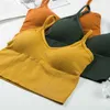 U-shaped Beauty Back Women's Sling Anti Glare Seamless Strap Chest Pad Wrap Bra No Steel Ring Sports Tank