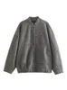 Women's Jackets TRAF Bomber Jacket Y2K Streetwear In Outerwears Tweed For Women Button Faux Wool And Blends 230518