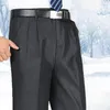 Men's Suits Men Pants Wash-and-wear Elastic Formal Fit Male Drape Plus Size Straight Black Dress Business Office Trousers A151
