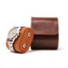 Titta på rutor Fall Brown Real Leather Watch Roll Single Watch Travel Case 230518