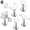 Stud 1PC White Zircon Cross Bee Earring for Women Titanium Piercing Stud Earring Moon Star Labret Lip Piercing Body Jewelry Z0517