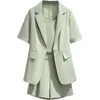 Dwuczęściowa sukienka Summer Plus Size 3 stroje 2023 Blazer garnitury Kobiety mody z krótkim rękawem zbiornik zbiornika szorty damskie