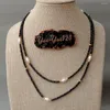 Choker 2 rijen natuurlijke echt gefacetteerde rondelle zwart onyx gekweekte witte zoetwater parel ketting 17 "voor vrouwen