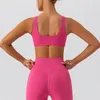 Yoga outfit högeffekt sportbh för kvinnor mjukt support ruched fitness gym topp träning kläder push-up korsett vadderad behå