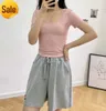 Lulus feminino de ioga feminino de manga curta Sexy Crop Top T-Shirt V Neck U Back Beauty FitnessluLu