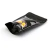 Black Color Snack Self seal Bag with Clear Window Stand Up Pouch Bags Various Sizes Zipper Top Heat Sealable Glossy
