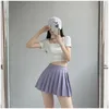 Jupes Super Mini pour femmes Summer White High Taies Pinche Vintage Sexy Black Preppy Style Pliped Jupe Blue 230518