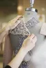 NEW Sexy Elegant Arabic Evening Dresses Jewel Neck Illusion Crystal Beading Long Sleeves Mermaid Side Split Light Blue Prom Gowns Special Occasion Dress