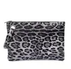 Mode kosmetiska väskor kvinnor pu leopard zebra tryck kväll retro dragkedja handväska förvaring väska stor tote makeup kuvert väskor