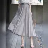 Vestido de duas peças estilo coreano Uma linha longa saias terno feminino Manga de verão Camisa alta da cintura