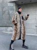 Женские траншеи Coats Xuxi Lamb Wool Hoem Женщины 2023 Осень Зимняя средняя длина тонкая рыхлая хлопковая мягкая утолщенная леопардовая принт кашемир E3