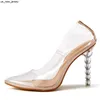 Sandals Liyke PVC Transparent Strange Perspex High Heels Women Pumps Slingback Sandals Sexy Pointed Toe Lady Party Nightclub Clear Shoes J230518