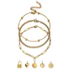 Bracelets porte-bonheur 3 pièces/ensemble chaîne à maillons en acier inoxydable Bracelet multicouche pour hommes femmes Simple coeur serrure à pièces ensembles bijoux charme