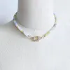 Choker Light Pink Yellow Blue Round Stone Beaded Collar Copper Micro-inlaid Zircon Lobster Clasp Decorative Fashion Charm Jewelry