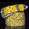 Belts Fashion Rhinestone Leather For Women Luxury Pin Buckle Woman Belt Quality Waist Strap Female Width 3.3 Cm Wholesale