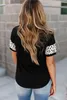 Black Cheetah Sleeve Patchwork T-shirt 2023 NOWY NOWY 21EI#