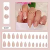 Faux Ongles 24 Pcs Rose Doux Faux Amande Fleur Paillettes Appuyez Sur Pour Fille Artificielle Acrylique Conseils Couverture Complète Portable