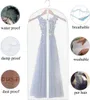 Nouveau PEVA robe vêtements couverture longue robe costume veste blanc transparent suspendu cache-poussière maison garde-robe vêtements sac de rangement