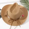 Wide Brim Hats Bucket Wholesale Women Pink Tassel Cowboy Floppy Beach Summer Straw Ladies UV Protection Panama Sun 230517