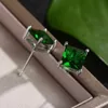 مسمار البسيطة الحجر الخضراء مربع أقراط للنساء الرجال الأميرة كريستال الزفاف الأذن عظمى عظم حلق أمي المجوهرات Z0517