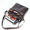 Briefcases Retro Genuine Leather Business Messenger Bag Men Briefcase For Document Shoulder Male Case Tote Handbag