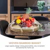 Учебные посуды наборы 3pcs Creative Rustic Woven Bamboob Basket Edy Круглый бамбуковый экраны бамбука